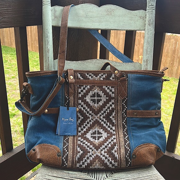 Myra Bag Handbags - MYRA BAG Large Denim Collection Sofia Tote Bag 👜